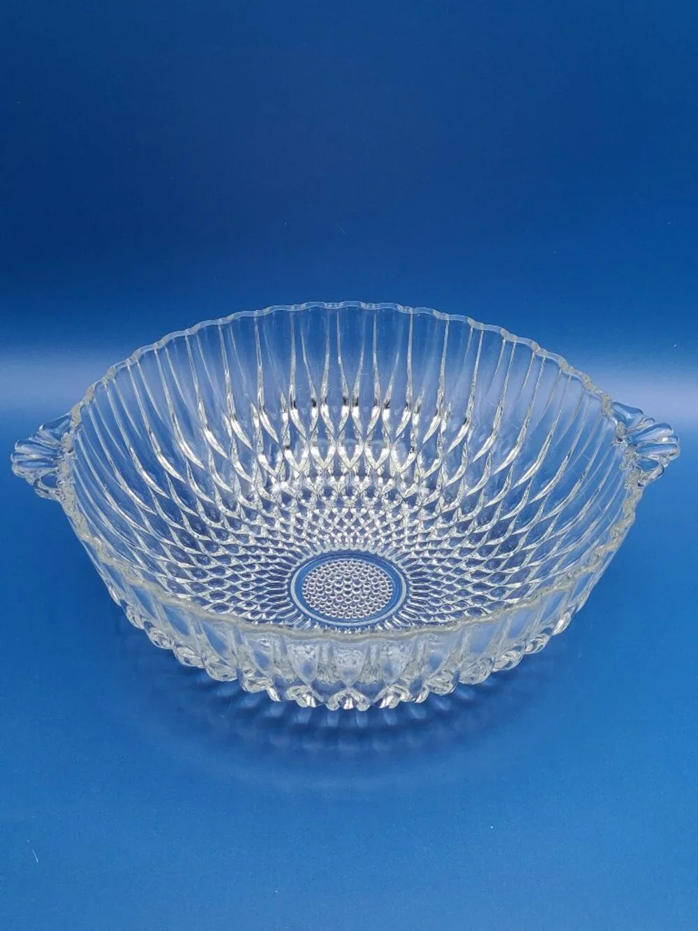 Anchor Hocking Vintage Teardrop Hobnail Handled Serving Bowl 8